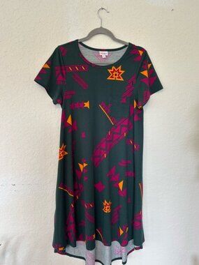 Boho LuLaRoe Carly Dress Geometric Print High-Low Swing Dress Size M